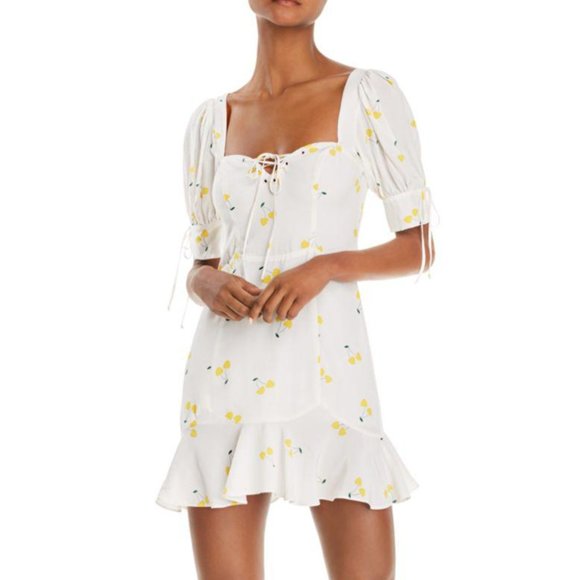 For Love And Lemons Dresses For Love And Lemons Yellow Cherry Print Dress Poshmark